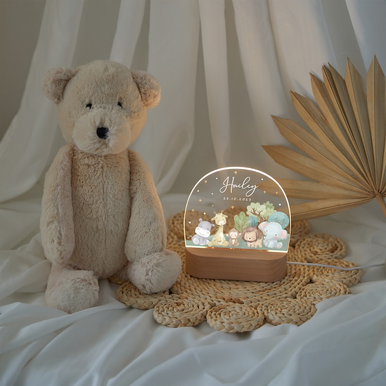 Personalized night light baby, animal lamp, baby gift birth, birthday gift, easter and christening gift, nursery decor, bedside lamp image 6