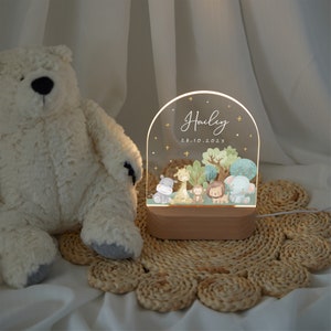 Personalisiertes Nachtlicht Baby, Tierlampe, Baby Geschenk Geburt, Geburtstagsgeschenk, Oster und Taufgeschenk, Kinderzimmerdeko, Nachttischlampe Bild 2