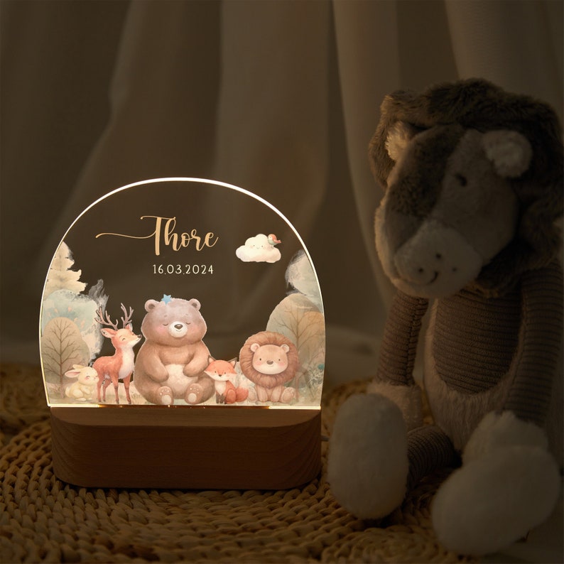 Personalized Baby night light, Night light, baby night lamp, baby birth gift, christening gift, personalized baby gift, bedside lamp image 1