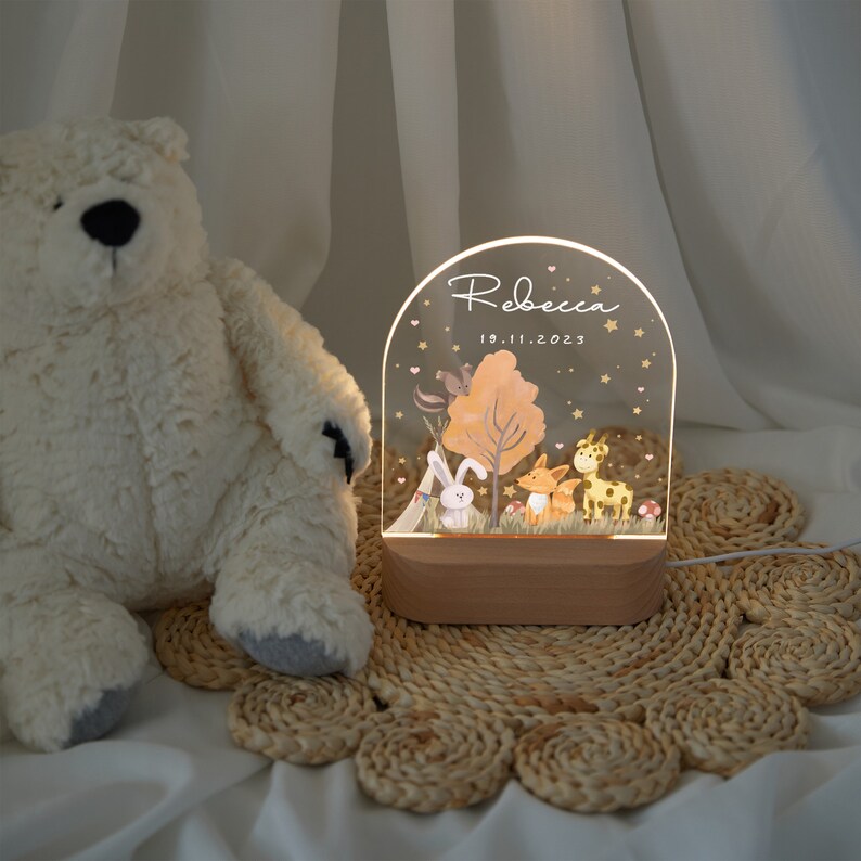 Personalized night lamp with baby names, baby night lamp, baby gift birth, custom baby gift, New Baby Gift, christening gift, bedside night image 3