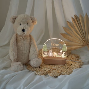 Baby Nachtlampe personalisiert, süsse Tiere Nachtlicht, Baby Geschenk Geburt, Baby Geschenk personalisiert, Ostergeschenk Taufgeschenk, Geburtstagsgeschenk Bild 3