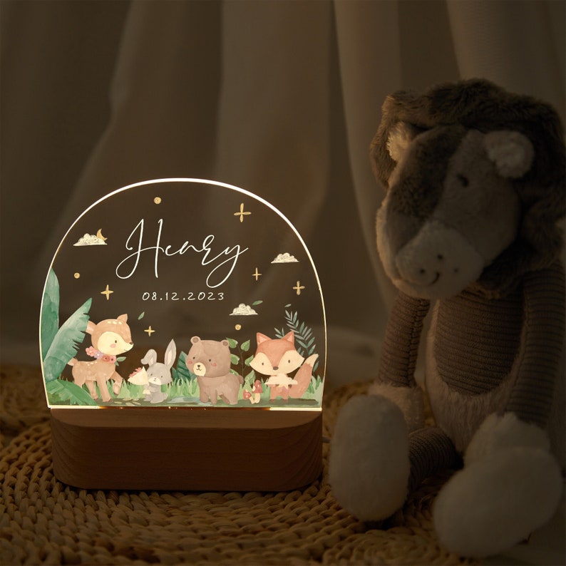 Veilleuse pour bébé personnalisée, jolie lampe de nuit en acrylique pour bébé, veilleuse douce pour bébé, charmante veilleuse pour enfants, cadeau de baptême pour bébé image 1