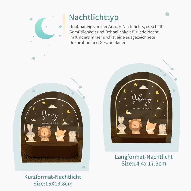 Personalized baby night light, birth gift baby, newborn gift with kids name, bedside lamp, Christmas baby gifts, baptism gift, children lamp image 4