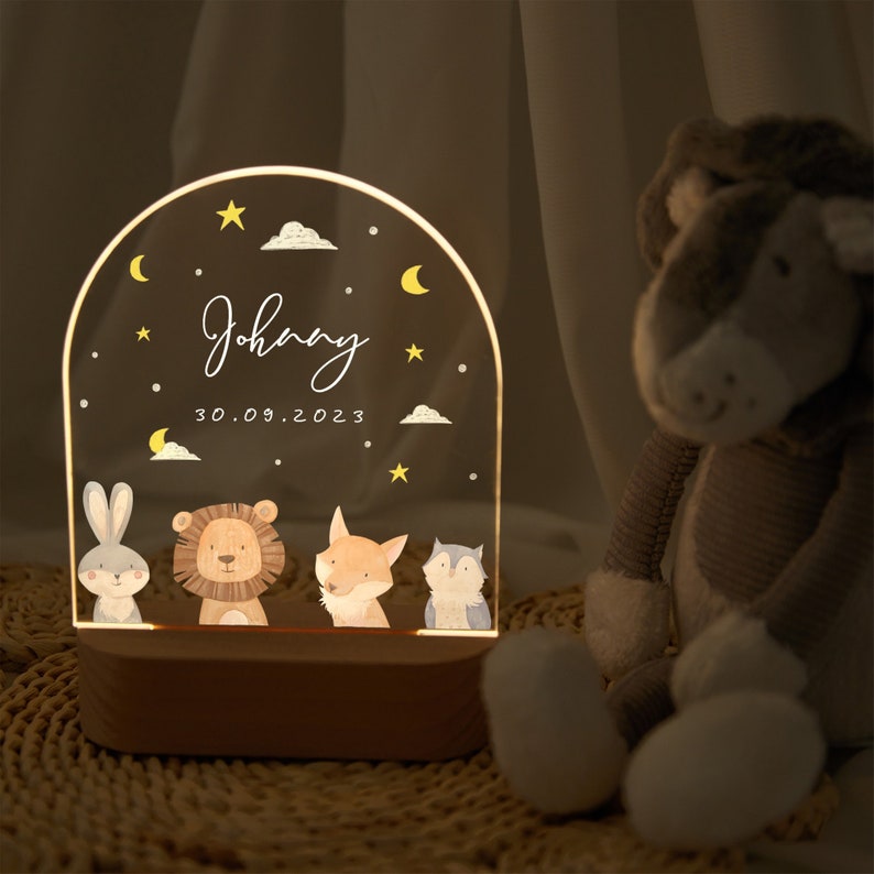 Personalized baby night light, birth gift baby, newborn gift with kids name, bedside lamp, Christmas baby gifts, baptism gift, children lamp Long