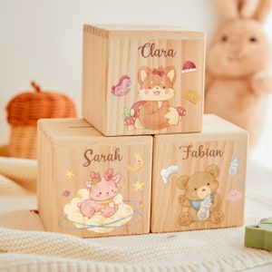 Cadeaux de Pâques tirelire pour bébé, tirelire personnalisée pour enfants, tirelire en bois, tirelire pour enfants avec prénom, tirelire personnalisée, cadeau de baptême image 3