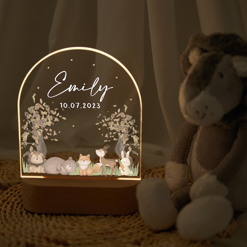 Personalisierte Baby Nachtlampe, Acryl Nachtlicht, Baby Geschenk Geburt, Baby Geschenk personalisiert, Taufgeschenk, Weihnachtsgeschenk, Nachttischlampe Bild 9