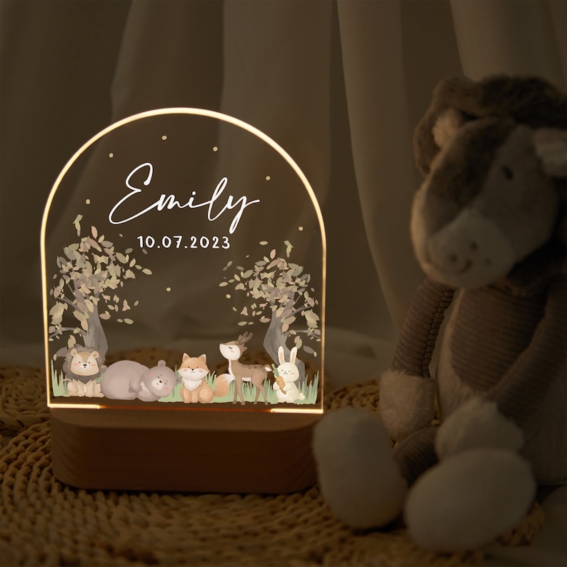 Personalized baby night lamp, acrylic night light, baby gift birth, baby gift personalized, christening gift, christmas gift, bedside lamp zdjęcie 9