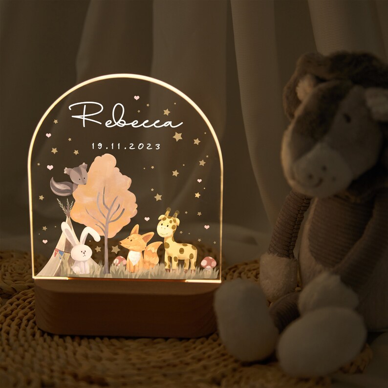 Personalized night lamp with baby names, baby night lamp, baby gift birth, custom baby gift, New Baby Gift, christening gift, bedside night Long