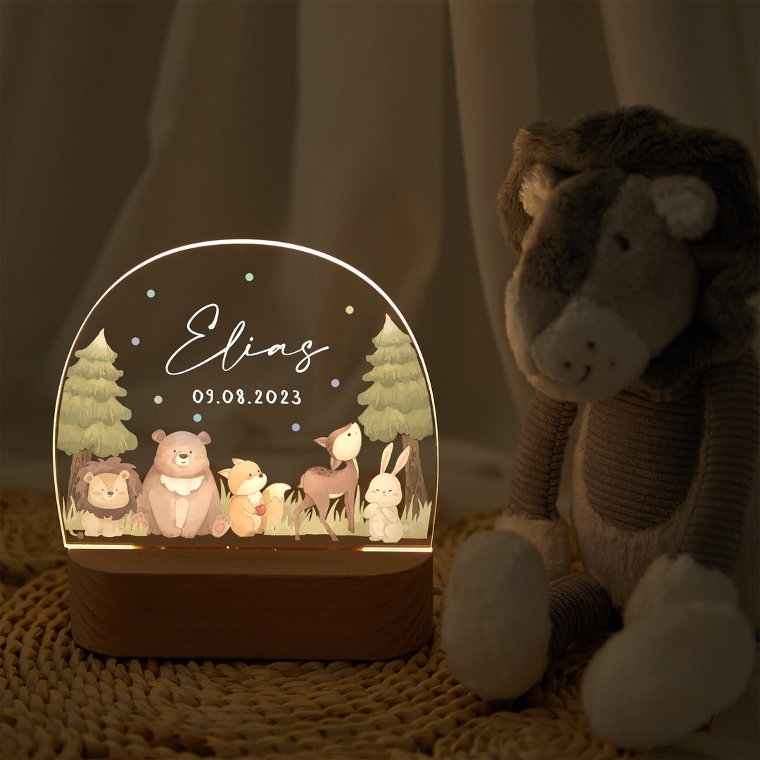 Veilleuse Personnalisable Pour Baptême - Lampe De Chevet Avec Photo Et Texte - Cadeau Bébé Fille Ou Garçon - 7