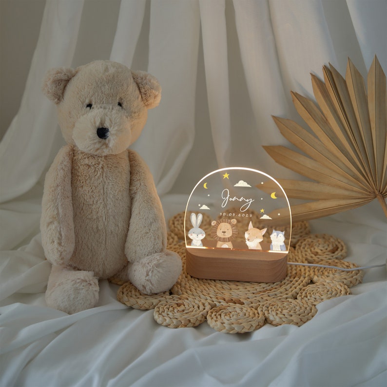 Personalized baby night light, birth gift baby, newborn gift with kids name, bedside lamp, Christmas baby gifts, baptism gift, children lamp image 5