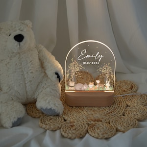 Lampe de chevet bébé personnalisée, veilleuse acrylique, cadeau naissance bébé, cadeau bébé personnalisé, cadeau baptême, cadeau noel, lampe de chevet Long