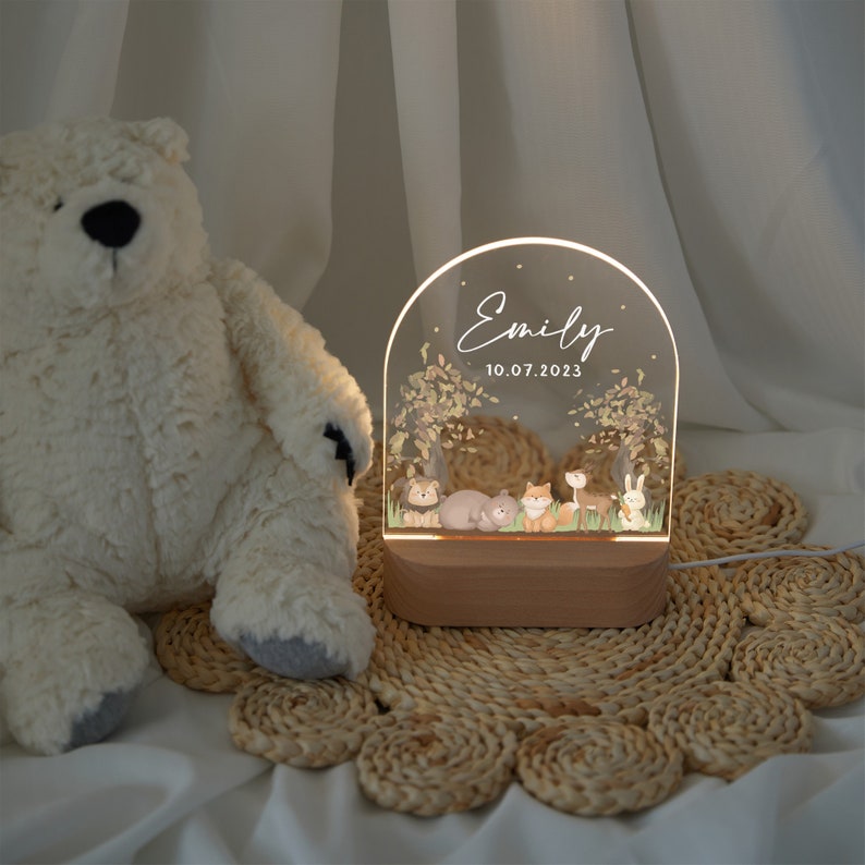 Personalisierte Baby Nachtlampe, Acryl Nachtlicht, Baby Geschenk Geburt, Baby Geschenk personalisiert, Taufgeschenk, Weihnachtsgeschenk, Nachttischlampe Bild 2