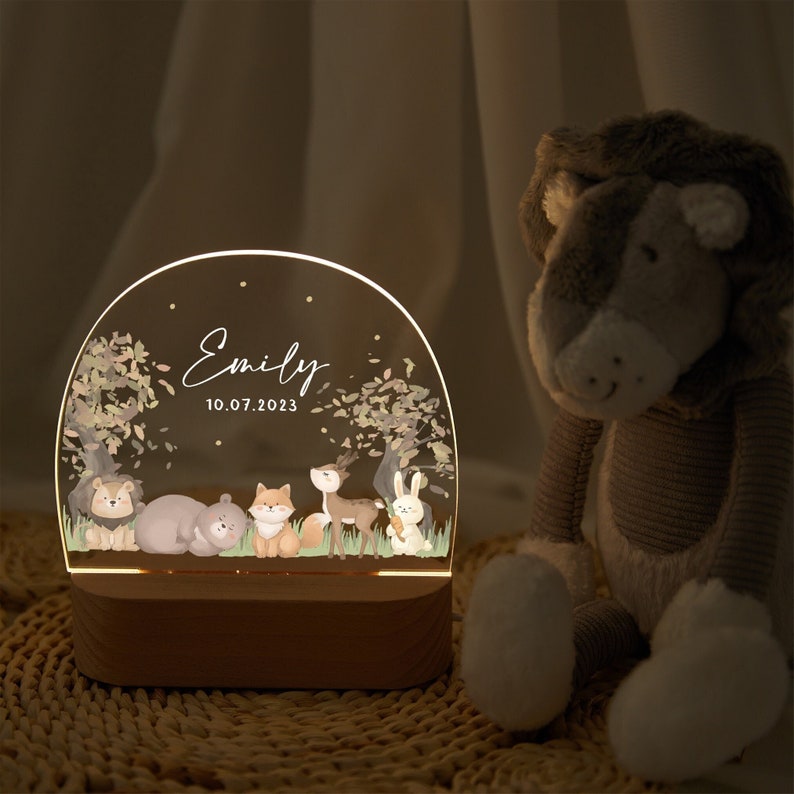 Personalized baby night lamp, acrylic night light, baby gift birth, baby gift personalized, christening gift, christmas gift, bedside lamp zdjęcie 3