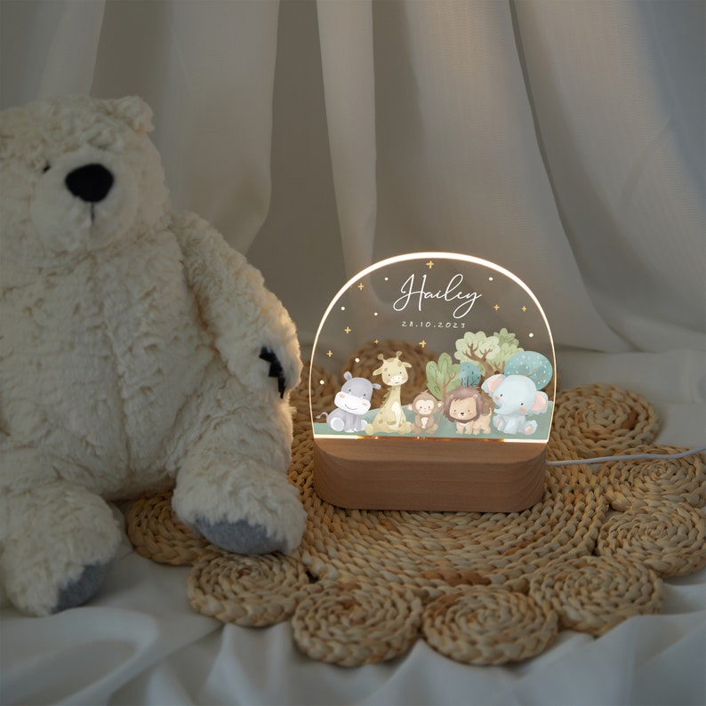Personalisiertes Nachtlicht Baby, Tierlampe, Baby Geschenk Geburt, Geburtstagsgeschenk, Oster und Taufgeschenk, Kinderzimmerdeko, Nachttischlampe Bild 7
