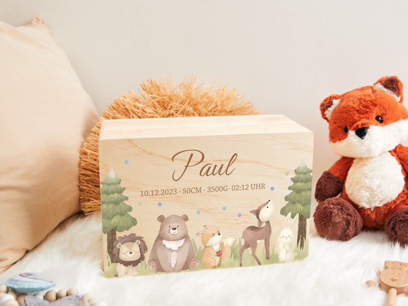 Personalized baby memory box, souvenir box with baby name and birth dates, wooden memory box, easter gift, baby gifts, birth gift zdjęcie 7