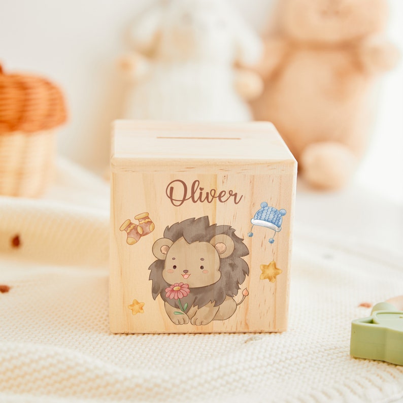 Easter baby money box gifts, personalized kids money box, money box wood, children money box with name, customized piggy bank, baptism gift Design 4