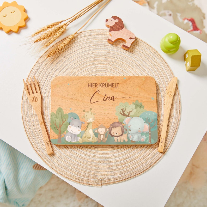 Personalized breakfast board for children, wooden board with unique wishing, breakfast board, Baby Shower gift, wooden board, Gift Birth zdjęcie 1