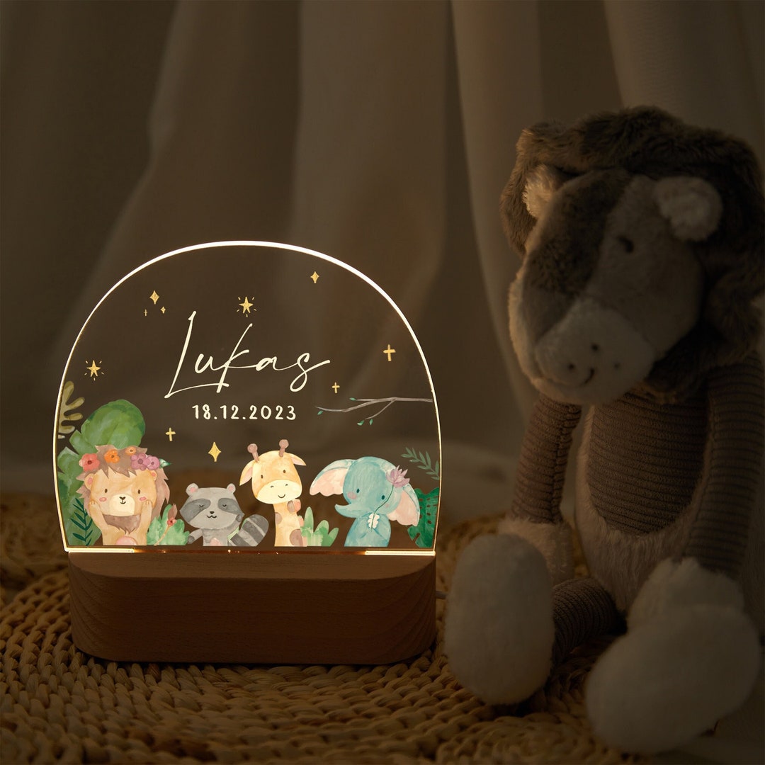 Baby Night Light With Cute Animals, Baby Night Lamp, Baby Gift Birth, Baby Gift Personalized