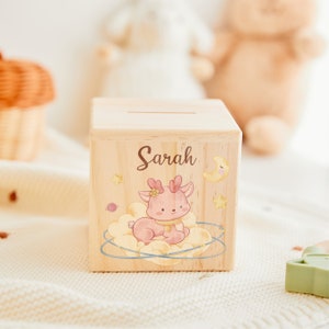 Easter baby money box gifts, personalized kids money box, money box wood, children money box with name, customized piggy bank, baptism gift Design 3