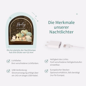 Personalisiertes Nachtlicht Baby, Tierlampe, Baby Geschenk Geburt, Geburtstagsgeschenk, Oster und Taufgeschenk, Kinderzimmerdeko, Nachttischlampe Bild 3