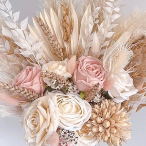 Wedding Bouquet - Bridal Bouquet - Boho Wedding Bouquet-Orange Rust Cinnamon Fall Bouquet - Artificial Bride Flowers - Dried - Accessories