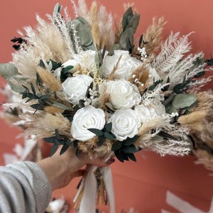 Wedding Bouquet - Bridal Bouquet - Boho Wedding Bouquet-Preserved roses bouquet - Dried - Accessories