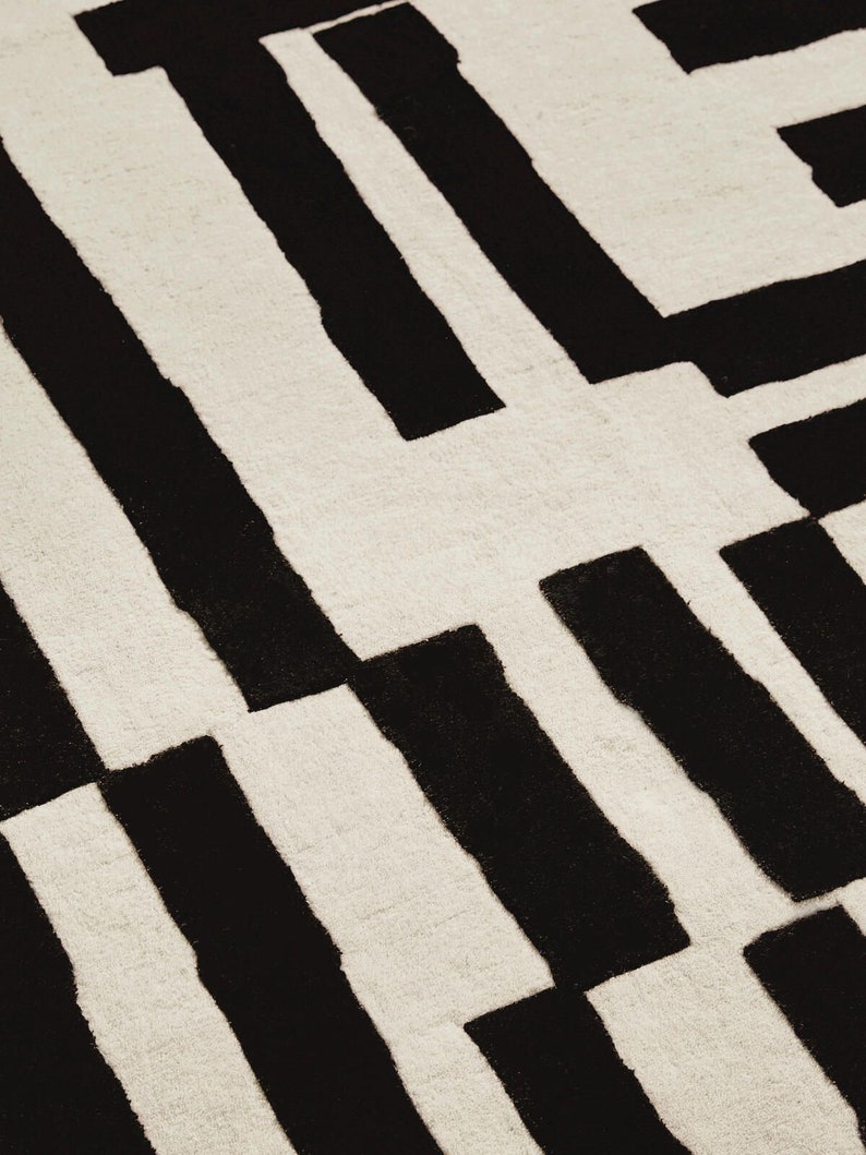 100% Neuseeländische Wolle Handgefertigter Art-Deco-Teppich, Elfenbein-Terrakotta, Mid Century-Teppich, moderner Teppich, geometrischer Teppich Bauhaus-Teppich Bild 5