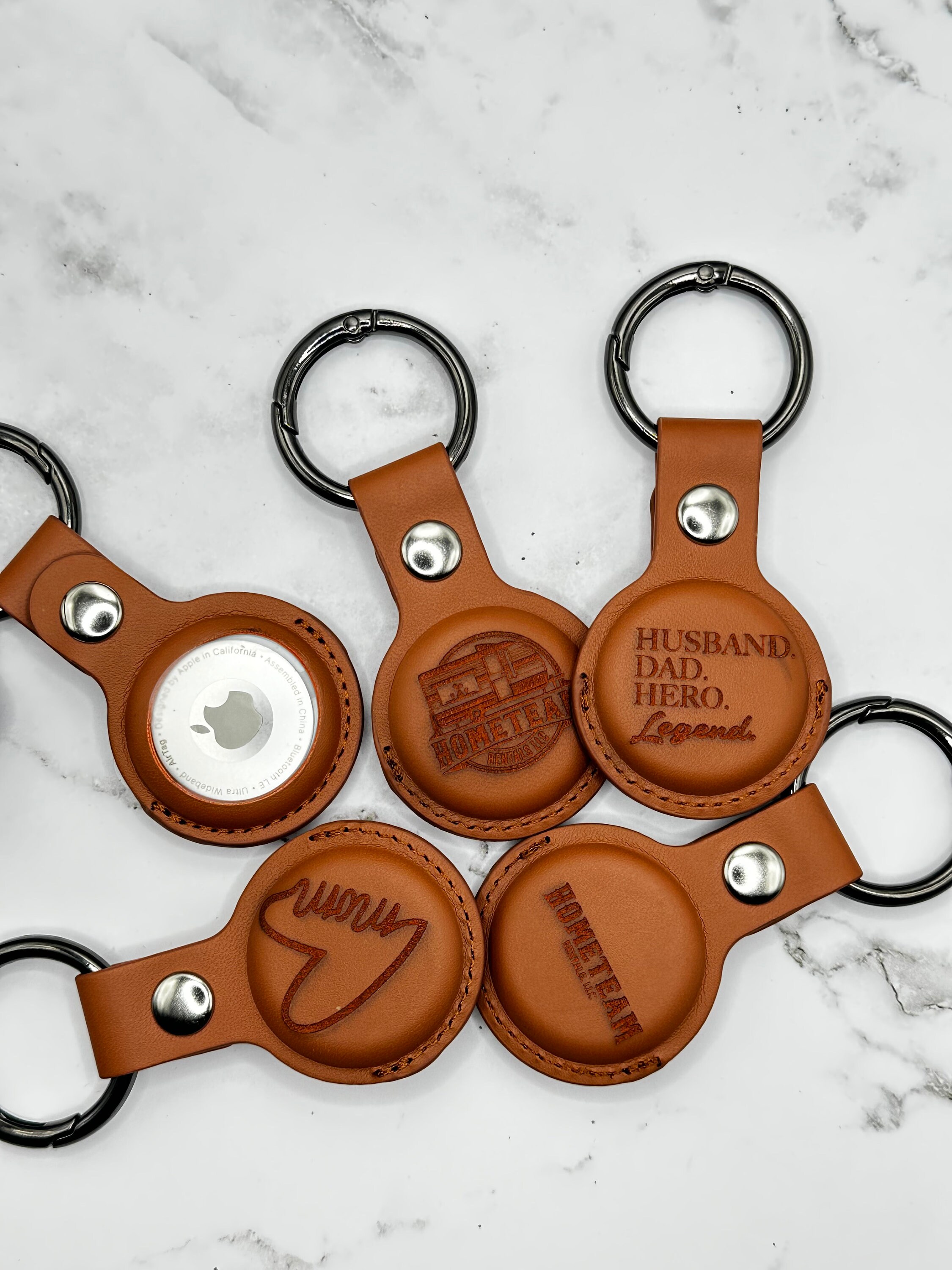 Personalized Leather AirTag Keychain - Etsy