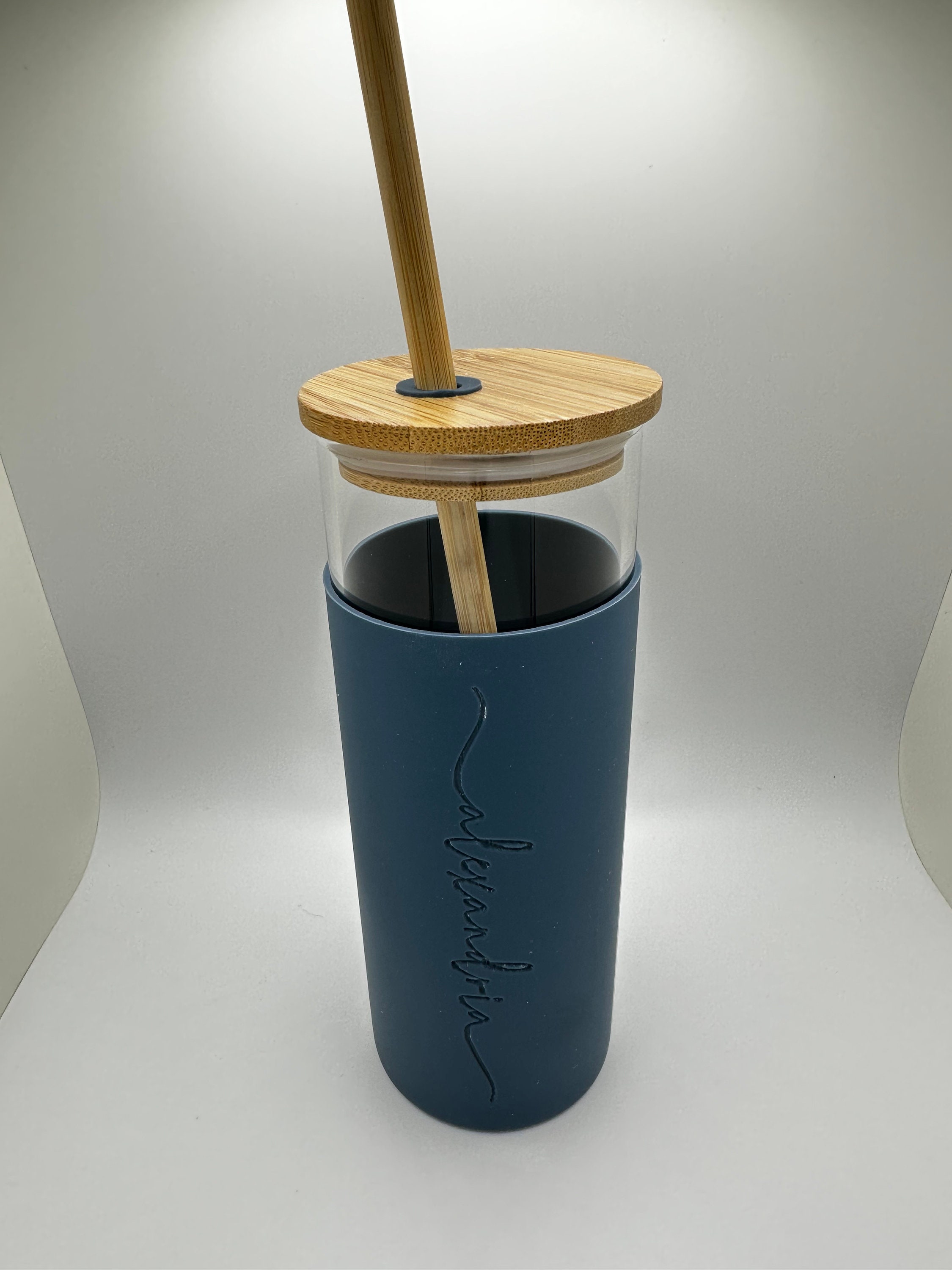Personalized 20oz Glass Tumbler With Bamboo Lid for Ecofriendly