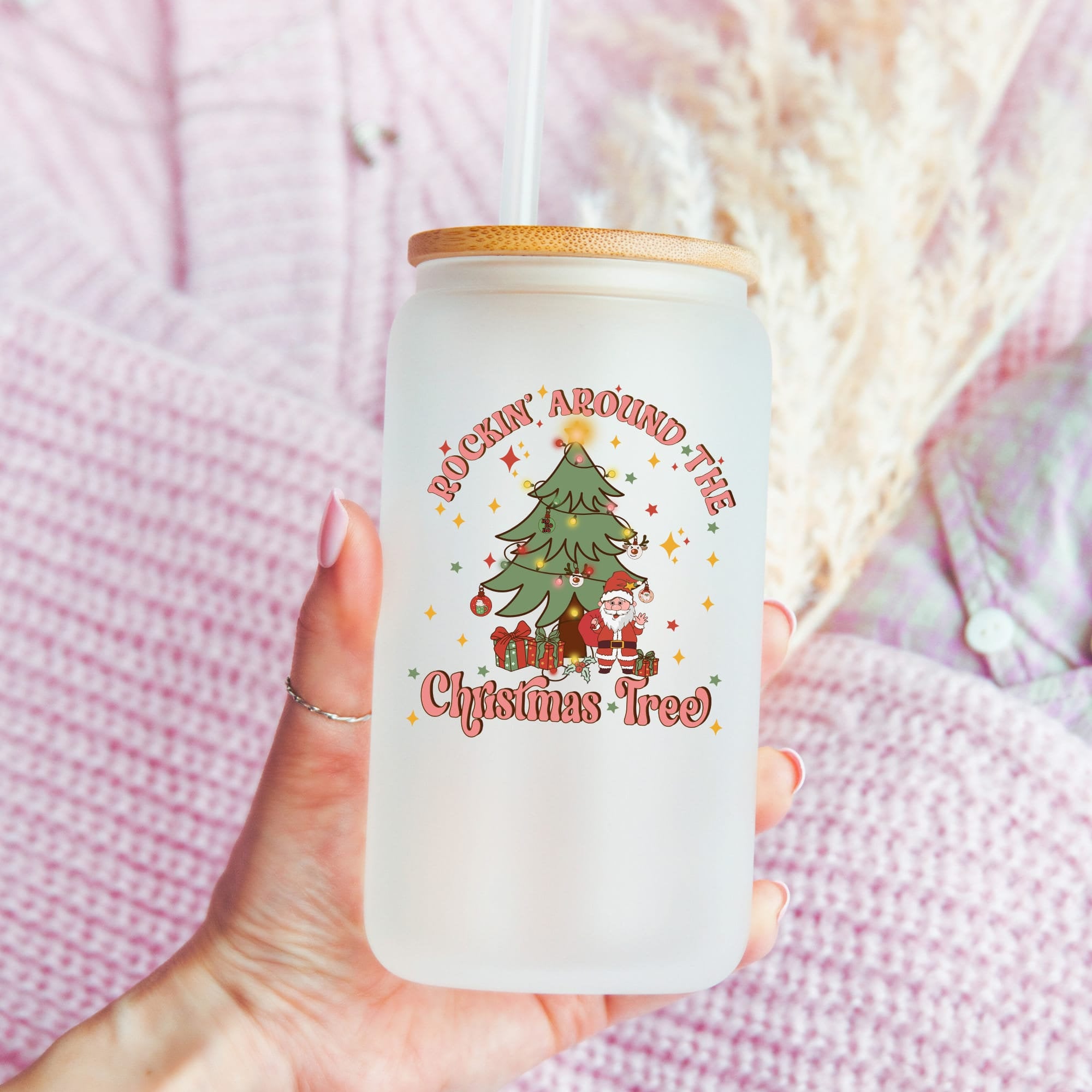 Christmas Frosted Glass Cup – Iris and Madeline Crafts