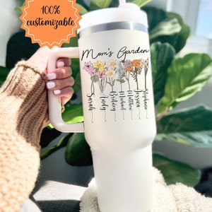 Birth Flower 40oz Tumbler, Plant Mom Tumbler,Mother's Day Gift, Mothers Day Cup, Plant Lover Gift, Plant mom Cup, Custom Birth Flower