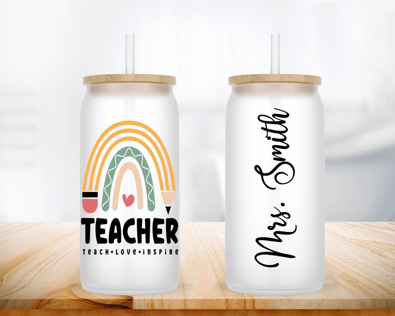 Teacher Glass Coffee Cup Teacher Gift Personalized Teacher Etsy