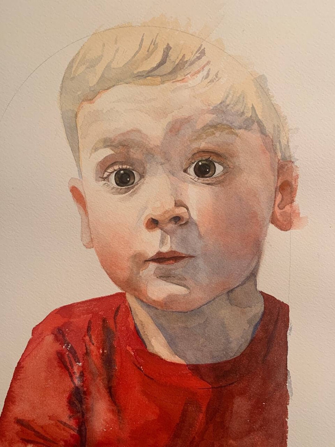 Watercolor Portrait Hand Painted Custom Portrait Mothers Day Gift