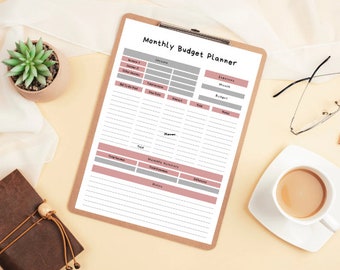 Printable Monthly Budget, Monthly Income & Expenses Planner with Instant Download