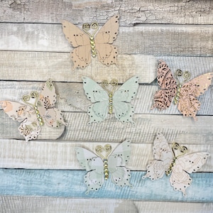 Borboletas - 6 peças de enfeites para scrapbooking e enfeites de cartão, decoração de joias com cartão, artesanato DIY
