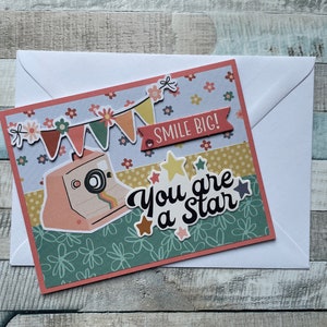 Biglietto d'auguri estivo, fatto a mano, biglietto d'auguri con busta