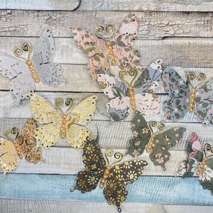 Papillons - 9 pièces d'embellissements pour scrapbooking et décoration de cartes, bijoux de cartes, bricolage