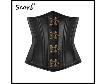 BRAND NEW Black Leather under-bust Corset | Waist training corset | Sheep Nappa Leather Corset | Multiple Design | All Sizes