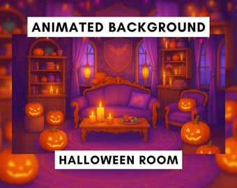 Vtuber Background for Twitch, Halloween Room, Spooky room, Cozy vibes, Live wallpaper, Haunted Scene, Looped Video, Animated background