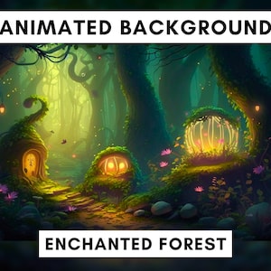 Vtuber Animierter Hintergrund für Twitch, Zauberwald, Vtuber Hintergrund animiert, Fantasy Lofi Stream Overlay, geschlungener Hintergrund, magisch