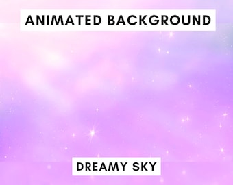 Fondo animado de Vtuber Twitch, cielo de ensueño púrpura, superposición de transmisión lofi, fondo en bucle, estilo de ambiente acogedor, lindo fondo de vtuber