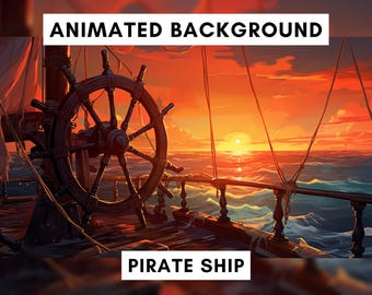 Animated Background for Twitch, Pirate Ship, Boat at sea, Vtuber background animated, lofi stream overlay, looped video, DND background