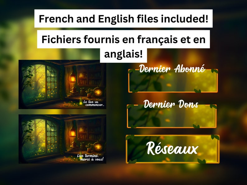 Animated Stream Package for Twitch, Stream Overlay, Animated Background, Twitch Panels, Animated Alerts, Cozy Forest Theme, Vtuber, Lofi image 10