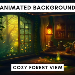 Animierter Hintergrund für Twitch, Zauberwald, Vtuber Hintergrund animiert, Lofi Stream Overlay, geloopter Hintergrund, gemütliches Ambiente, Fantasy