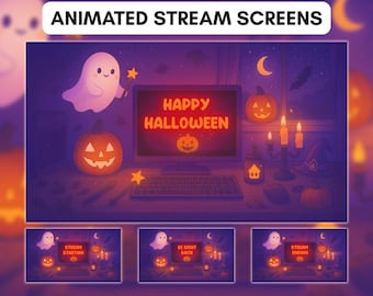 Vtuber Animated Background, Halloween Stream Screens, Halloween Twitch Screen, Spooky Stream Overlay, Happy Halloween Animated Background