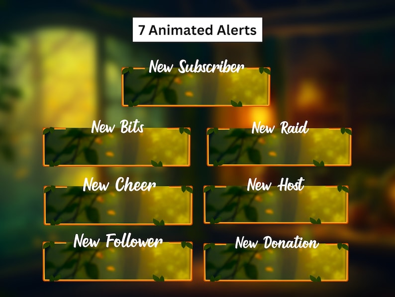 Animated Stream Package for Twitch, Stream Overlay, Animated Background, Twitch Panels, Animated Alerts, Cozy Forest Theme, Vtuber, Lofi image 7
