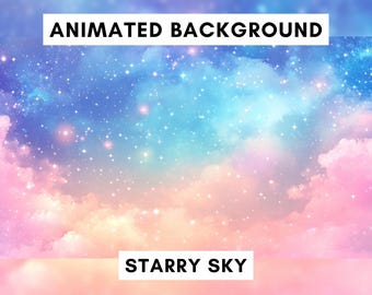 Vtuber animated background for Twitch, Star sky, Shooting stars, Clouds, Calming Sky, lofi stream overlay, looped, cute vtuber background
