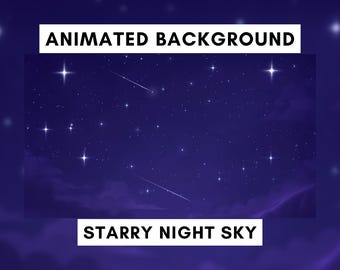 Vtuber animated background for Twitch, Night sky, Starry sky, Shooting stars, Clouds, Calming Sky, lofi stream overlay, vtuber scene