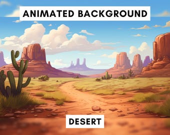 Animated Background for Twitch, Desert, Middle of nowhere, DND, Fantasy, Vtuber background animated, lofi stream overlay, looped video