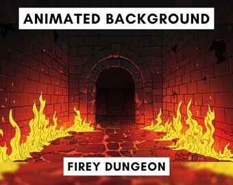 Animated Background for Twitch, Dungeon, Fire dungeon, DND, Fantasy, Vtuber background animated, lofi stream overlay, looped video, Spooky